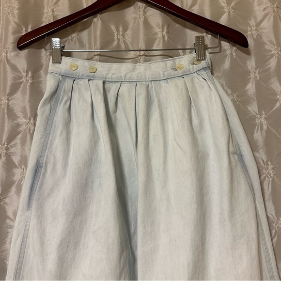Calvin Klein VTG 80s Denim Maxi Jean Skirt Chambray Vintage Light Blue - Picture 2 of 10